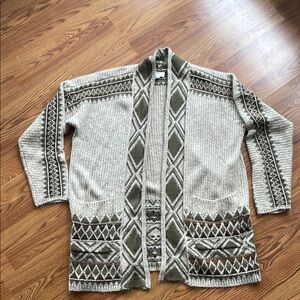 Lucky brand Women's tribal geometric Patterned Cardigan Sweater XL